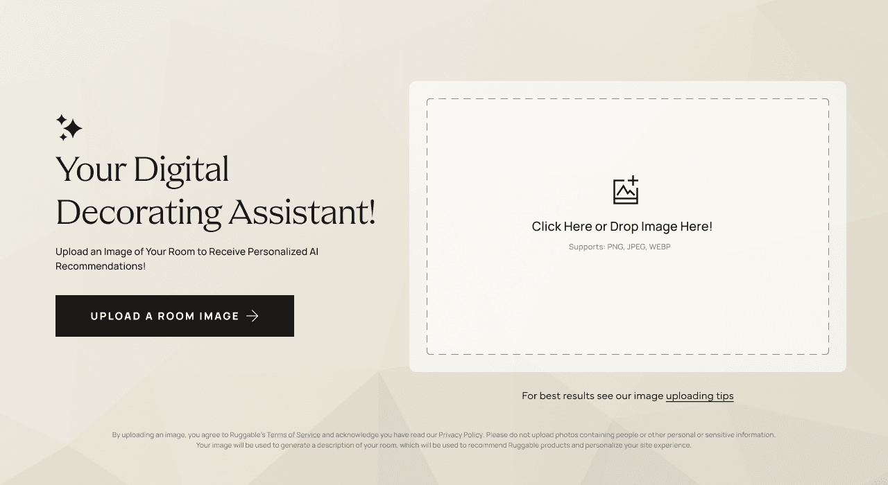 Designable landing page, empty upload state