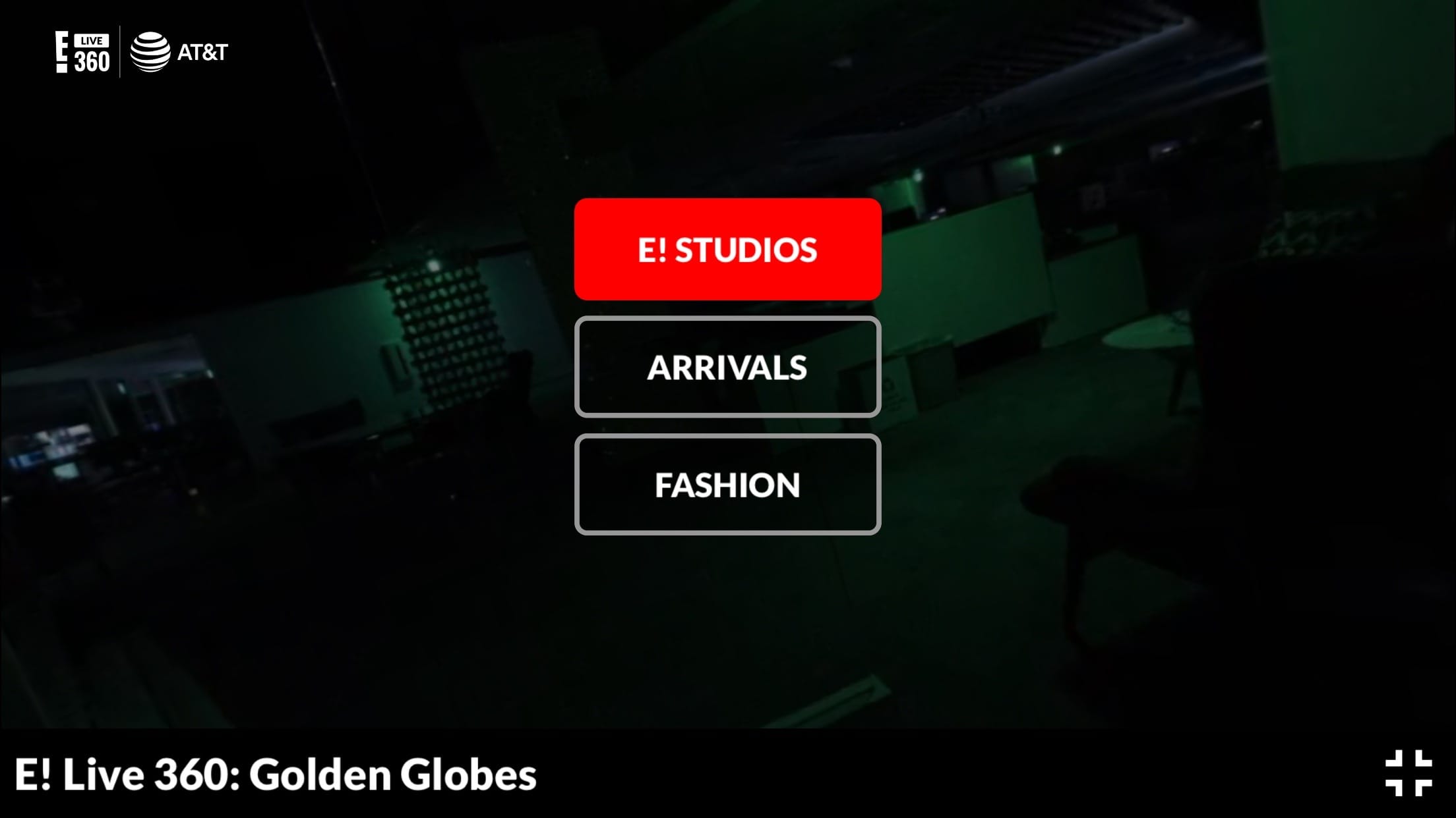 E! Live 360 running on iPhone in landscape during a live event