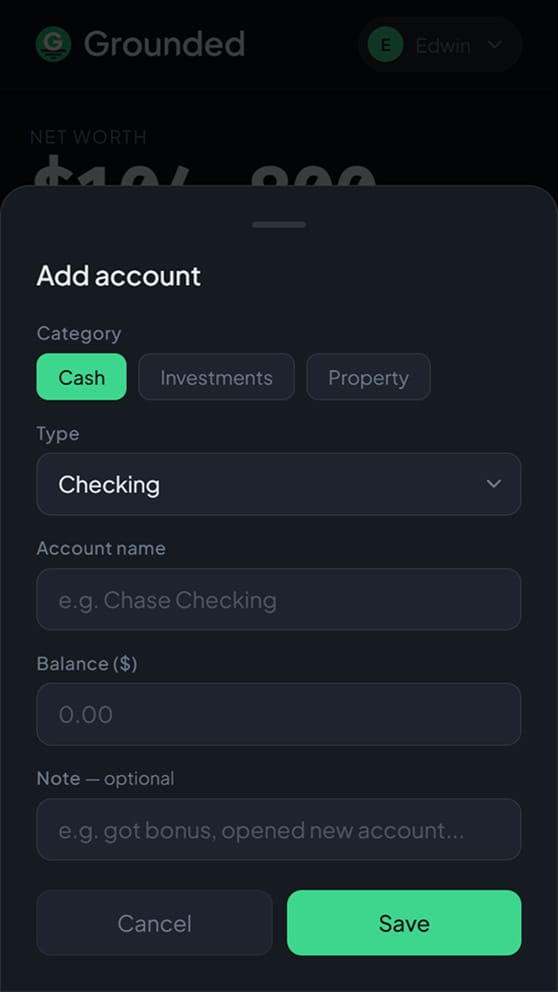 Adding an account in Grounded