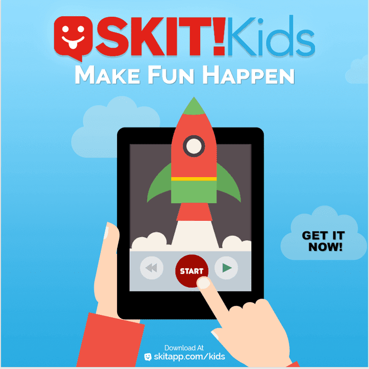 Skit! kid invite screen — friendly onboarding moment