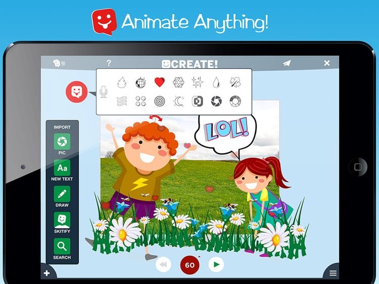 Skit! moment · kid creating on tablet